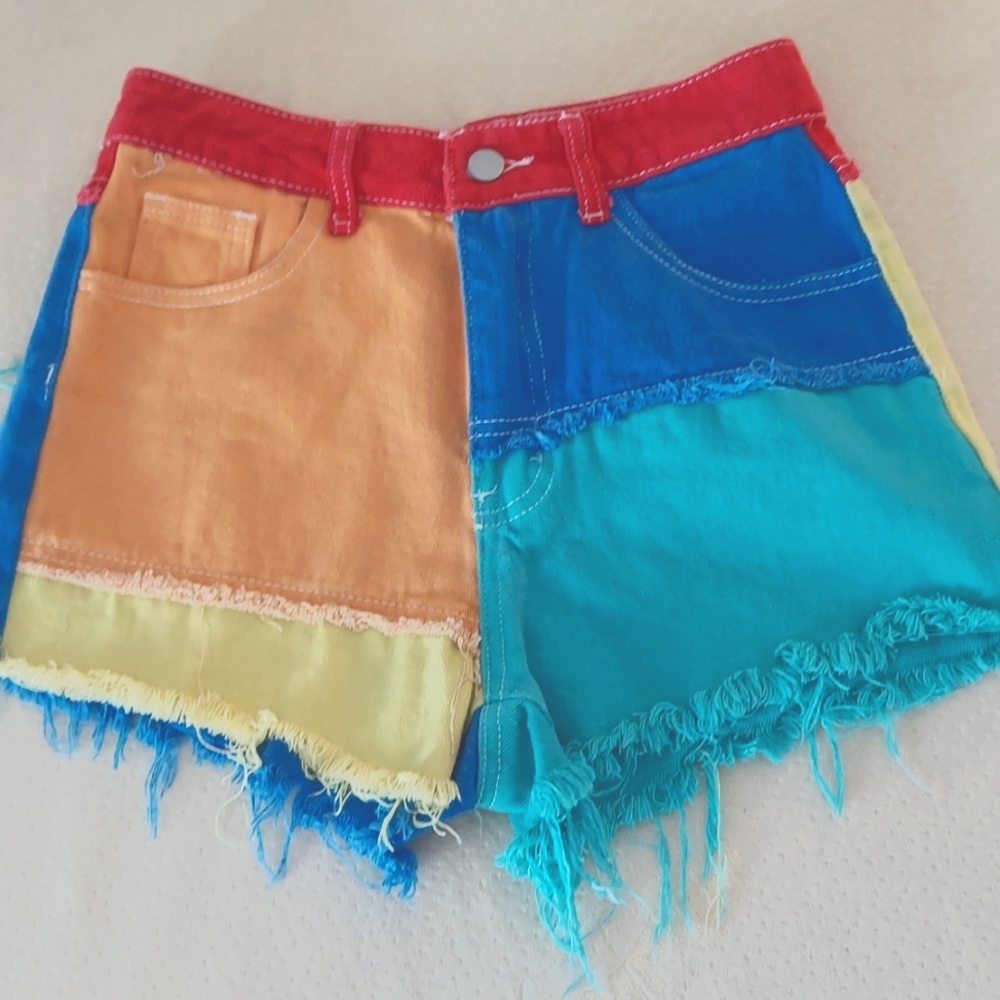 Colorful High Waist Jean Shorts